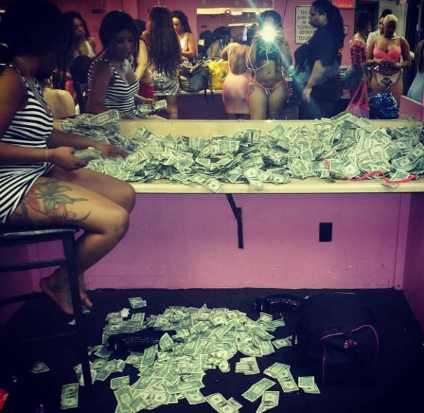 Strippers Showing Off Their Money