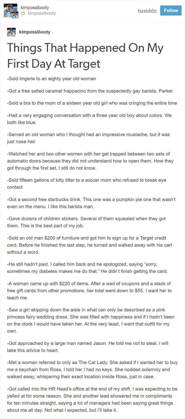 New Employee Uploads A Detailed Story Of His First Week Of Work At Target And It’s Priceless