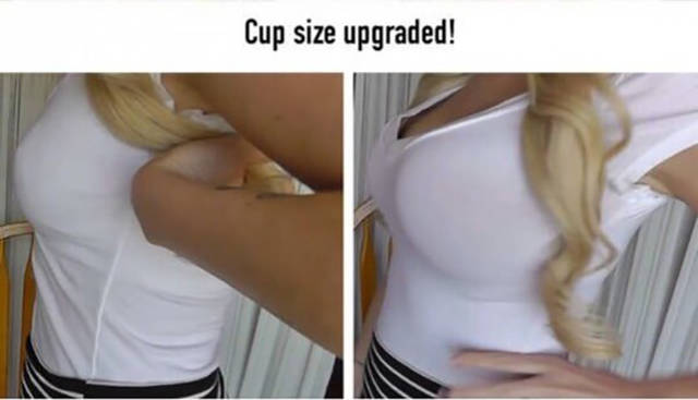 Girl Shows A Simple Way How To Make Boobs Look Bigger