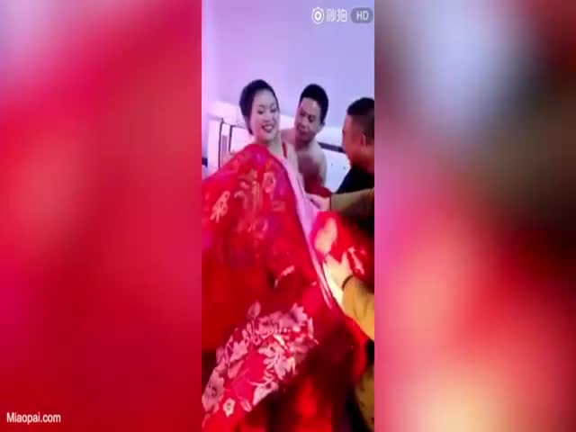 Uncontrollable Guests Try To Remove Clothes From A Bride In Front Of Her Groom