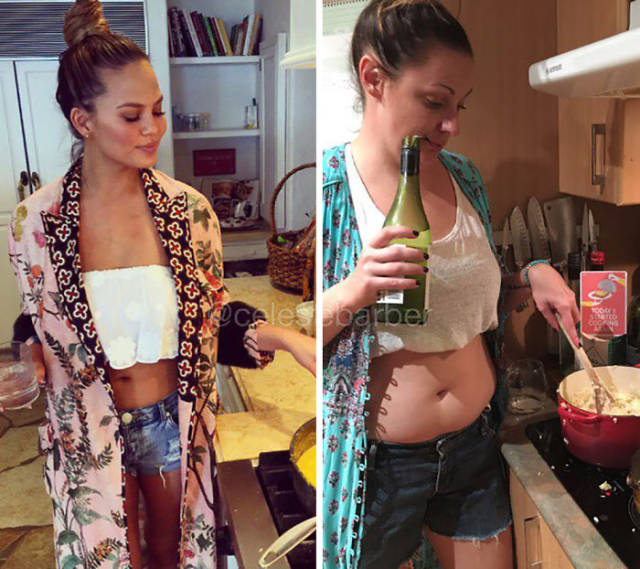 Woman Continues To Recreate Hilarious Celebrity Photos