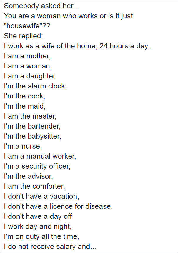 Woman Stays At Home Because She Does Not Work? Are You Sure She’s Doing Nothing There?